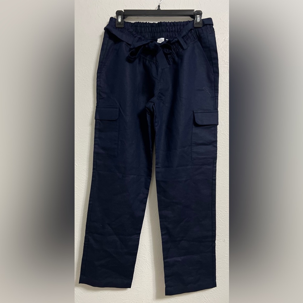 GAP Women's Maternity Navy Cargo Linen Pants Size Small